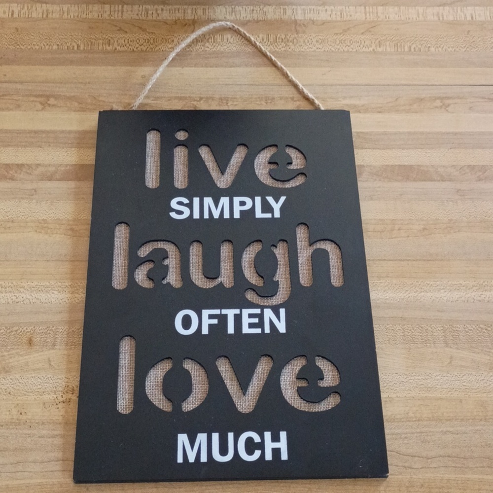 Live Laugh Love RusticWood Wall Sign - Black and Burlap - Picture 2 of 5